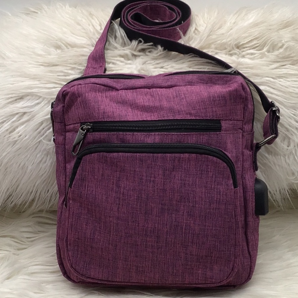 Nupouch Antitheft Purple Canvas Crossbody Bag - Picture 2 of 12